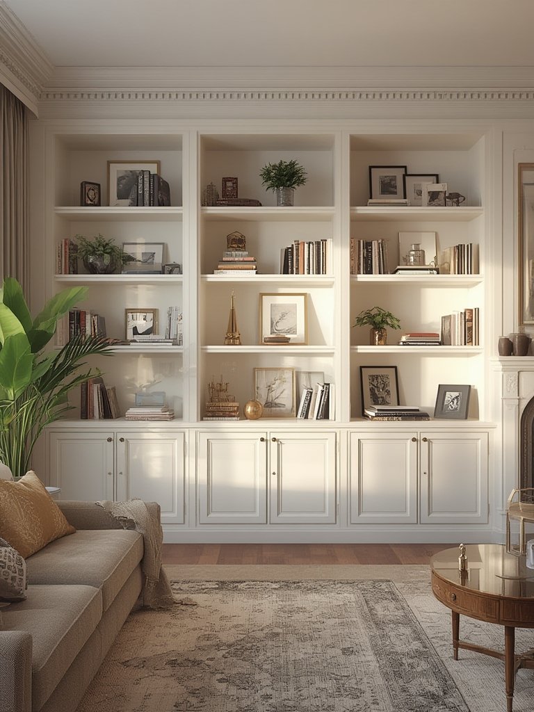 built in shelves living room
