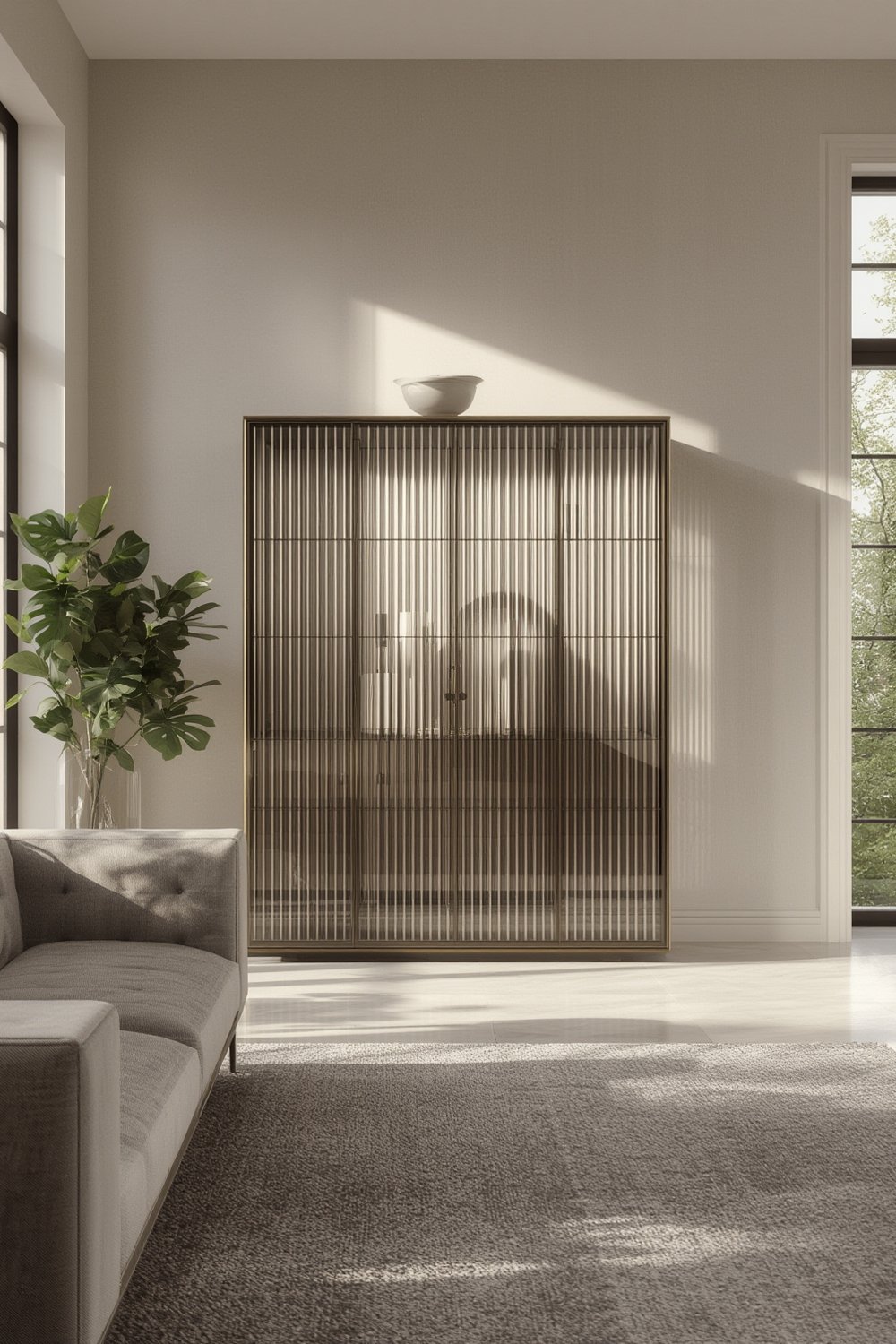 fluted glass cabinet - Illustration 1