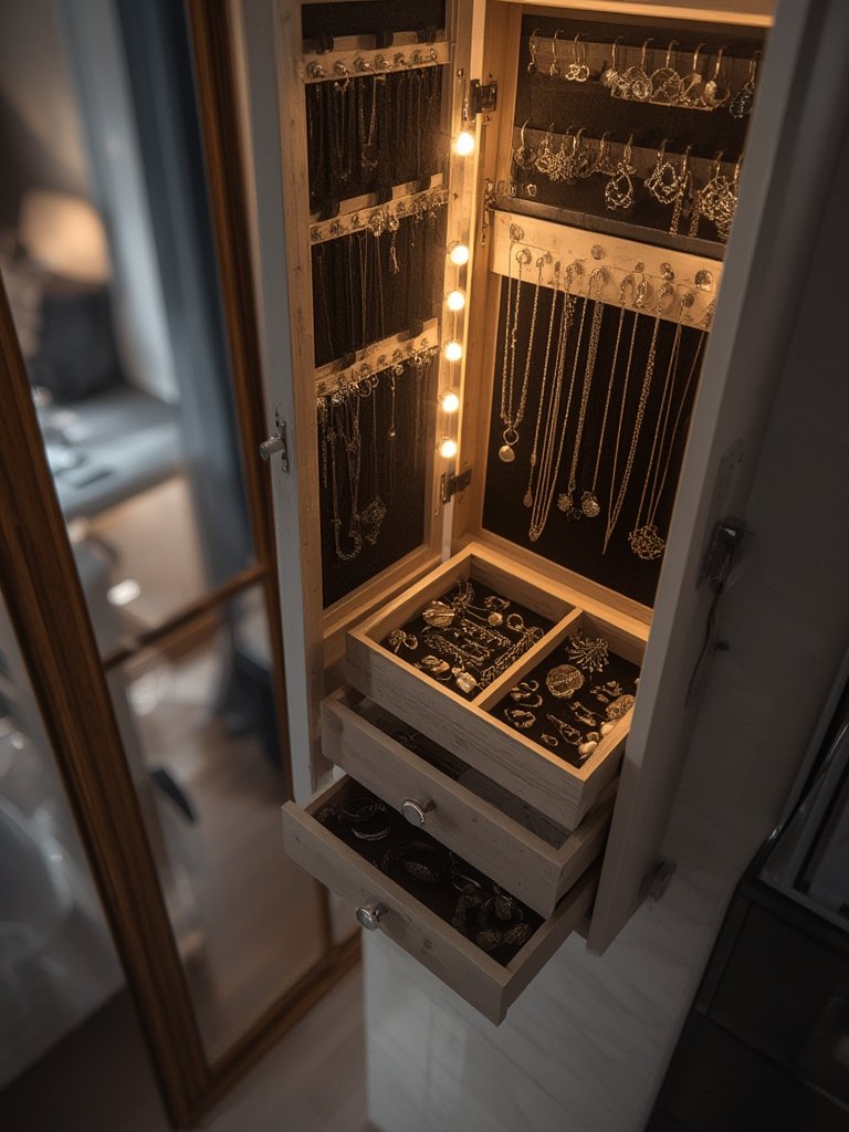 jewelry cabinet in action