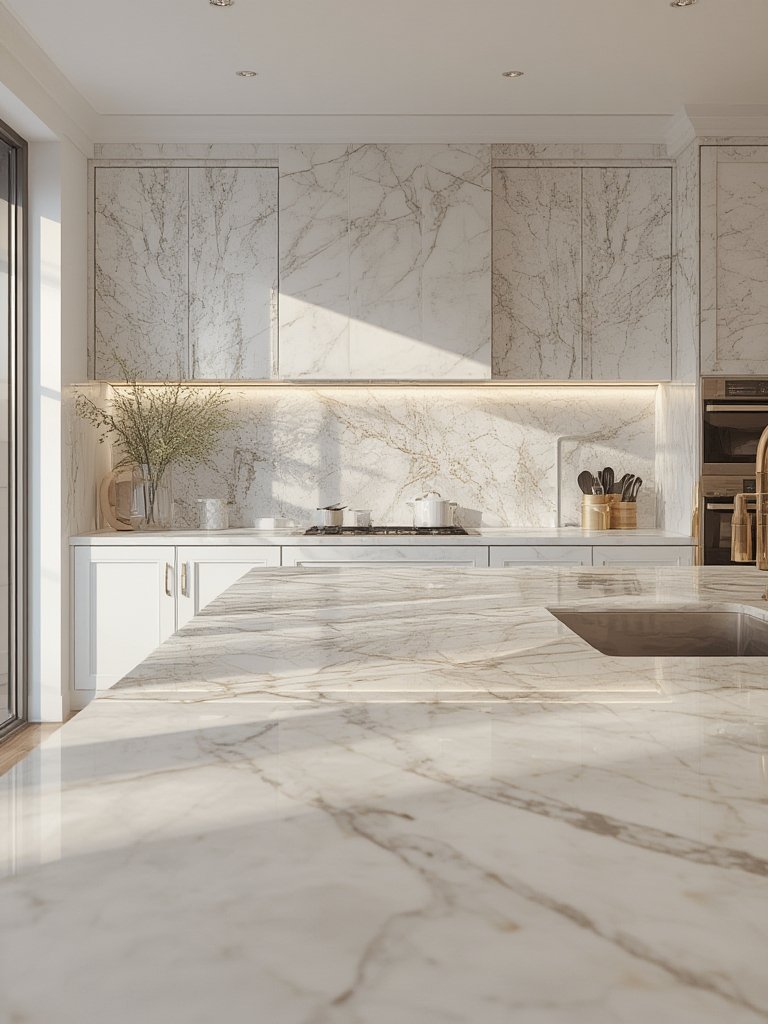 slab marble backsplash
