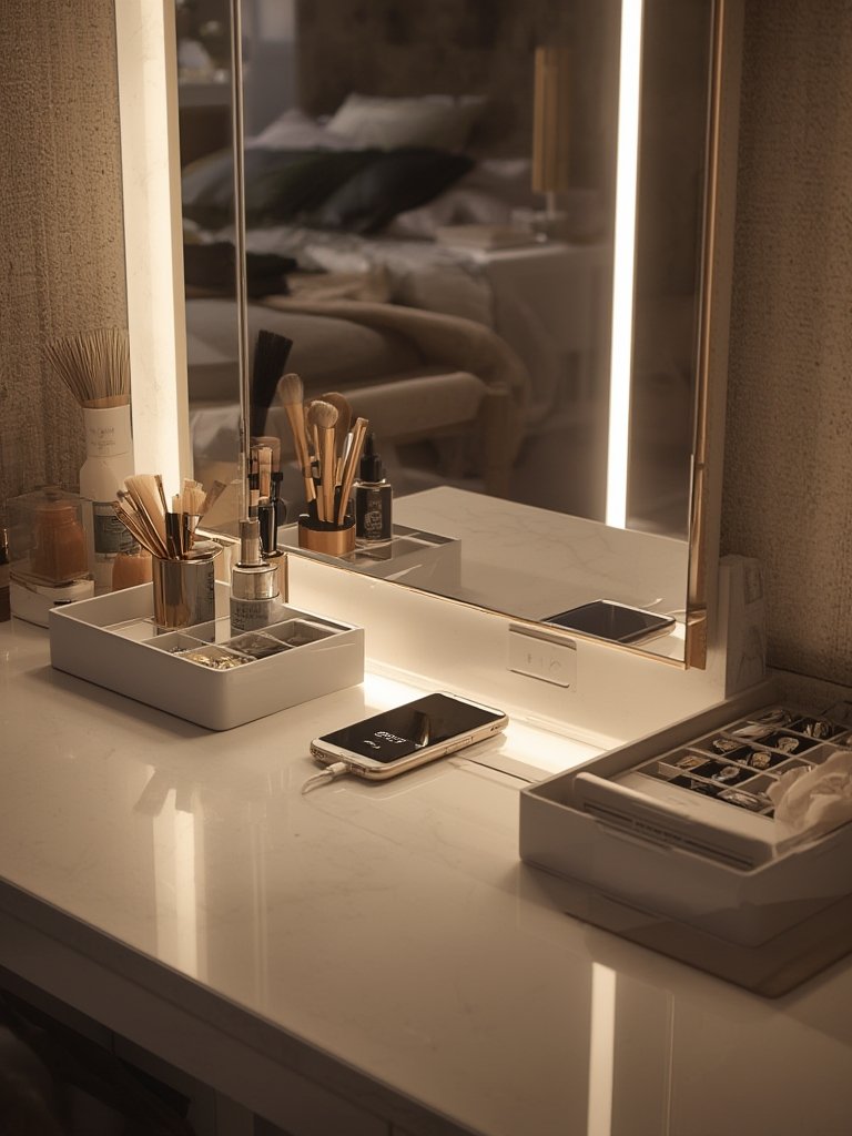 makeup vanity in action